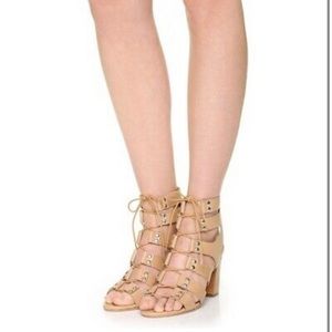 Loeffler Randall Hana City Studded Leather Gladiator Laceup Sandal Size 9.5 EUC